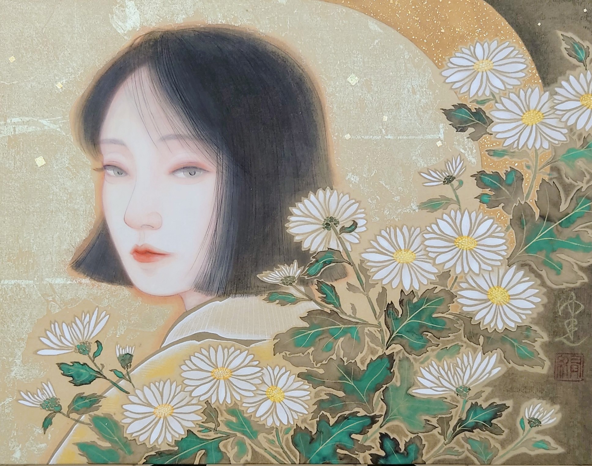 《菊の雫》絹本彩色 / 31×41cm（F6）